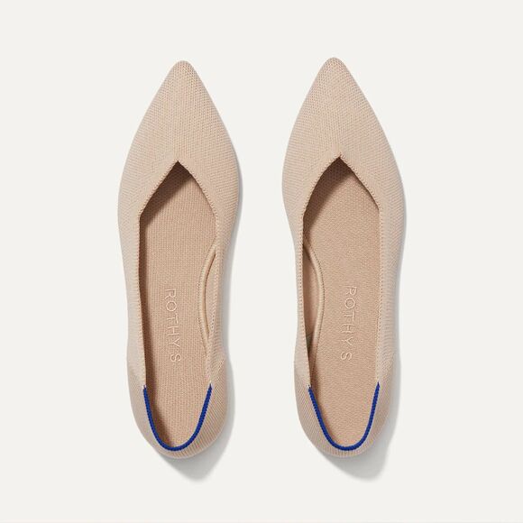 Rothy's Pointed Toe Flats 10 Beige Nude Camel OG Shoe Women